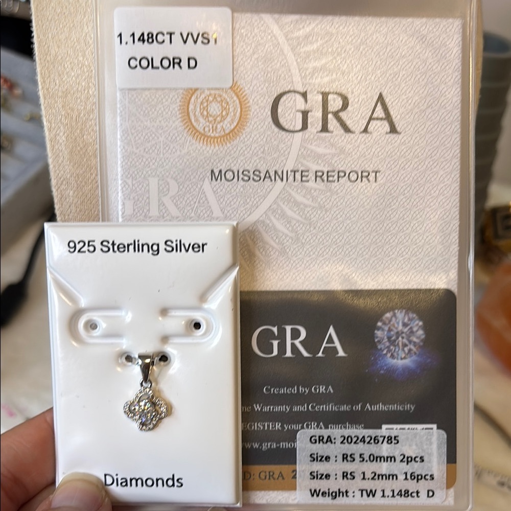 NEW 1.148 Carat Moissanite Diamond 925 Sterling Silver Necklace - Picture 3 of 8